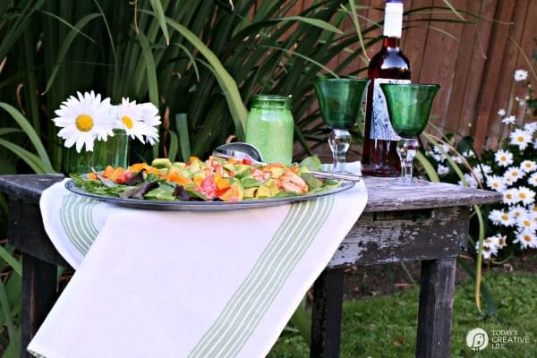 Shrimp Avocado Salad with Cilantro Avocado Dressing | This summer salad is bursting with flavor and color! Easy and quick to make. Find the recipe on TodaysCreativeLife.com Sponsored by California Avocados. 