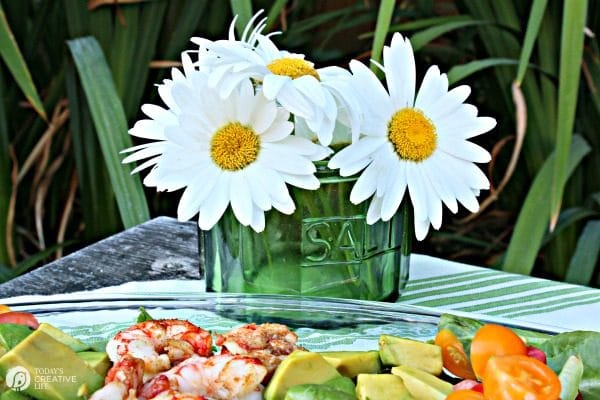 Shrimp Avocado Salad with Cilantro Avocado Dressing | This summer salad is bursting with flavor and color! Easy and quick to make. Find the recipe on TodaysCreativeLife.com Sponsored by California Avocados. 