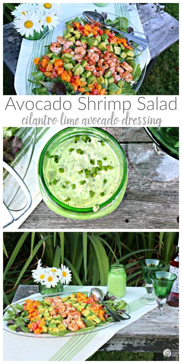 Shrimp Avocado Salad with Cilantro Avocado Dressing photo collage.