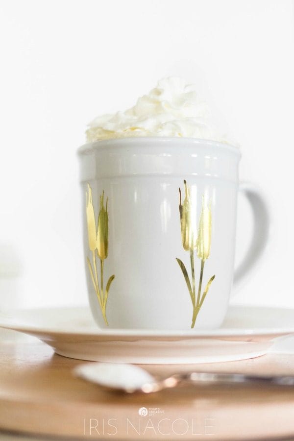 DIY Designer Mug | this cricut explore craft idea is simple and functional. Creative Contributor Iris Nacole shares a step by step tutorial. TodaysCreativeLife.com