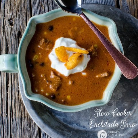 Slow Cooker Enchilada Soup | Crock Pot Soup Recipes are always a hit in my home! Find more slow cooker recipes on Today's Creative Life