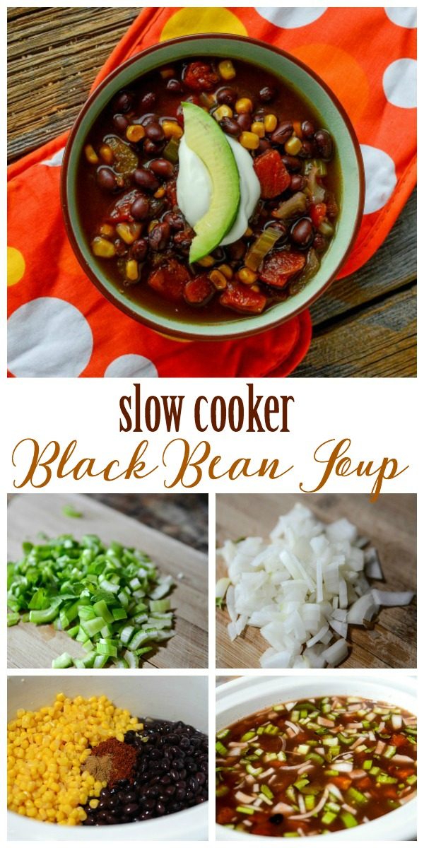 Bowl of black bean soup with a slice of avocado on top.Slow Cooker Black Bean Soup | This satisfying crock pot soup is full of flavor and nutrition! A healthy choice easy to make recipe for lunch or dinner! Click the photo for the recipe. Made with black beans, corn, celery, onion and more! Fall and winter soup recipes. TodaysCreativeLife.com