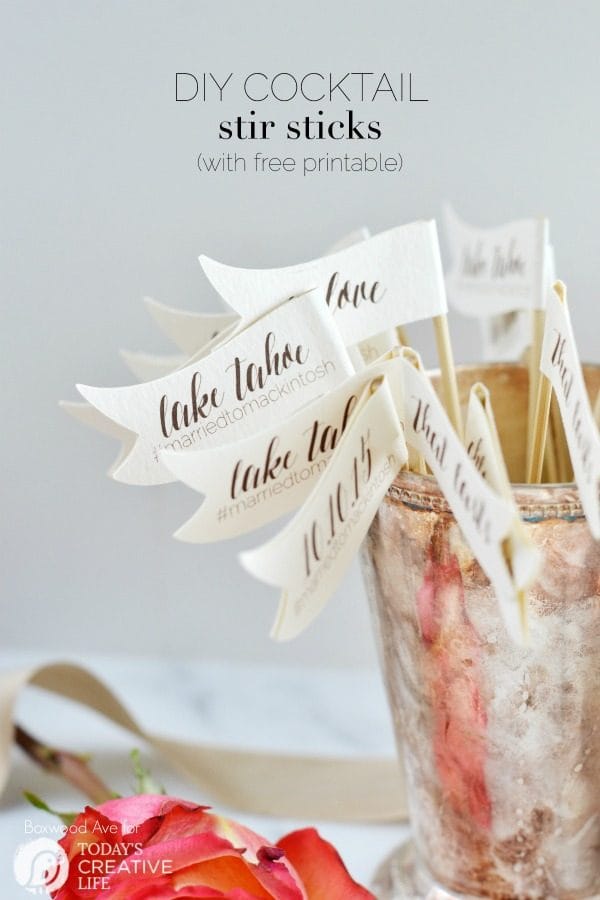 DIY Stir Sticks for your Wedding | DIY Wedding ideas are always a great way to place a more original personal touch on your special day. Get your free download here. TodaysCreativeLife.com