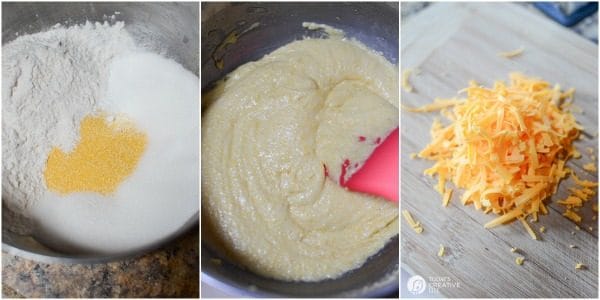 Jalapeno Cornbread Muffins baked with Cheddar Cheese | These cornbread muffins are great with my Enchilada soup or chili! Another easy dinner idea! Family friendly! See it on TodaysCreativeLife.com