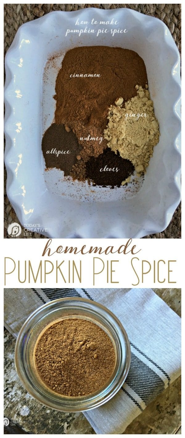 Pumpkin Pie Spice | make your own homemade pumpkin pie spice with this simple recipe. No fillers and all goodness. Click the photo to get the recipe. TodaysCreativeLife.com