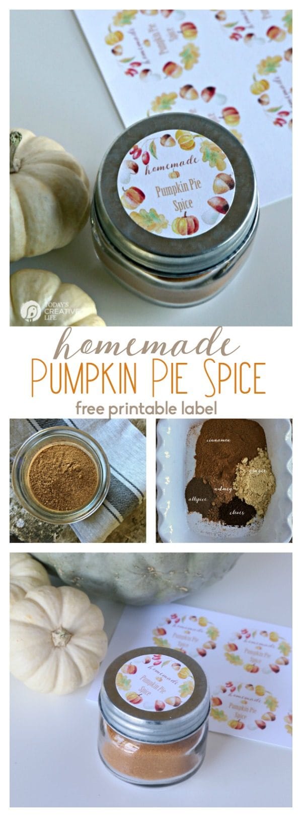 Pumpkin Pie Spice | make your own homemade pumpkin pie spice with this simple recipe. No fillers and all goodness. Click the photo to get the recipe. TodaysCreativeLife.com