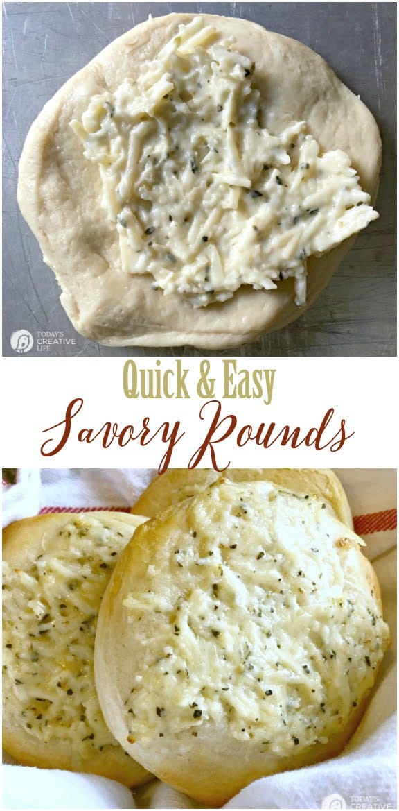 Biscuit Savory Rounds | Quick and so delicious! Great with salads, pasta or casseroles! Click the photo for the recipe. TodaysCreativeLife.com