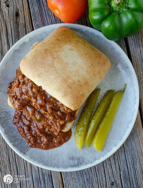 slow cooker sloppy Joes served on ciabatta rolls