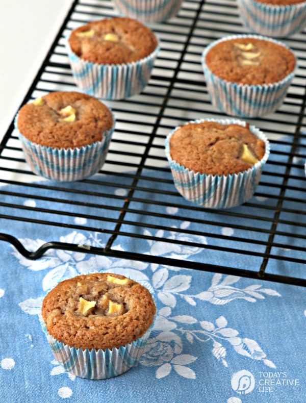 Apple Muffins | Whip up a batch of these Cinnamon Spice Apple Muffins for breakfast or a snack! Easy to make. Freeze the extras. Click the photo for the recipe. TodaysCreativeLife.com