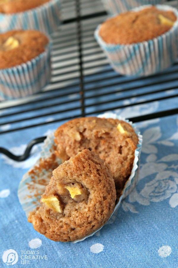Apple Muffins | Whip up a batch of these Cinnamon Spice Apple Muffins for breakfast or a snack! Easy to make. Freeze the extras. Click the photo for the recipe. TodaysCreativeLife.com