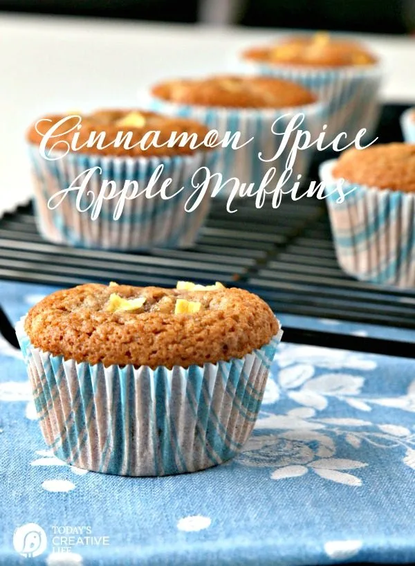 Apple Muffins | Whip up a batch of these Cinnamon Spice Apple Muffins for breakfast or a snack! Easy to make. Freeze the extras. Click the photo for the recipe. TodaysCreativeLife.com