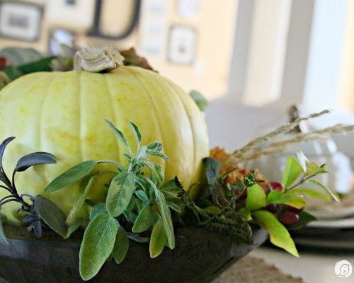 Easy Fall Table Decor | Create a beautiful autumn tablescape that's great for October through Thanksgiving. Create this easy centerpiece with natural elements from your yard. Click the photo for more ideas. TodaysCreativeLife.com