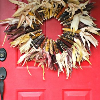 DIY Indian Corn Wreath Fall Porch | DIY Fall Wreath Tutorial found on TodaysCreativeLife.com