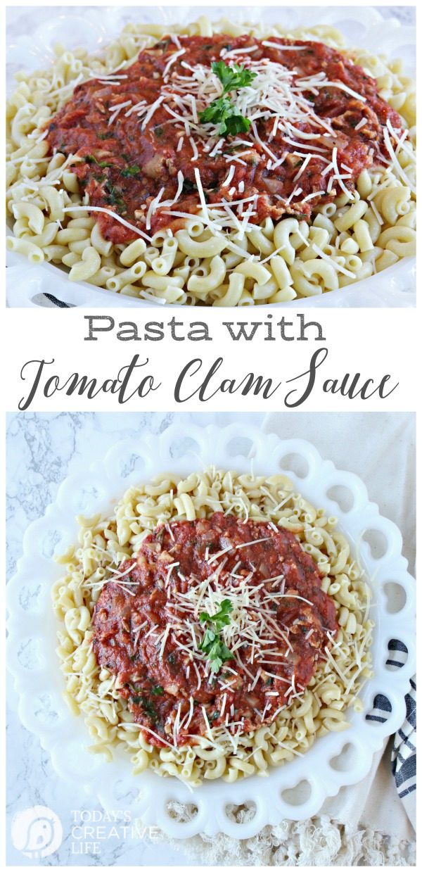 Pasta with Red Clam Sauce | Easy to make and delicious to eat. Italian taste with a simple recipe. Dinner ideas for any time. Click the photo for the recipe. Today's Creative Life