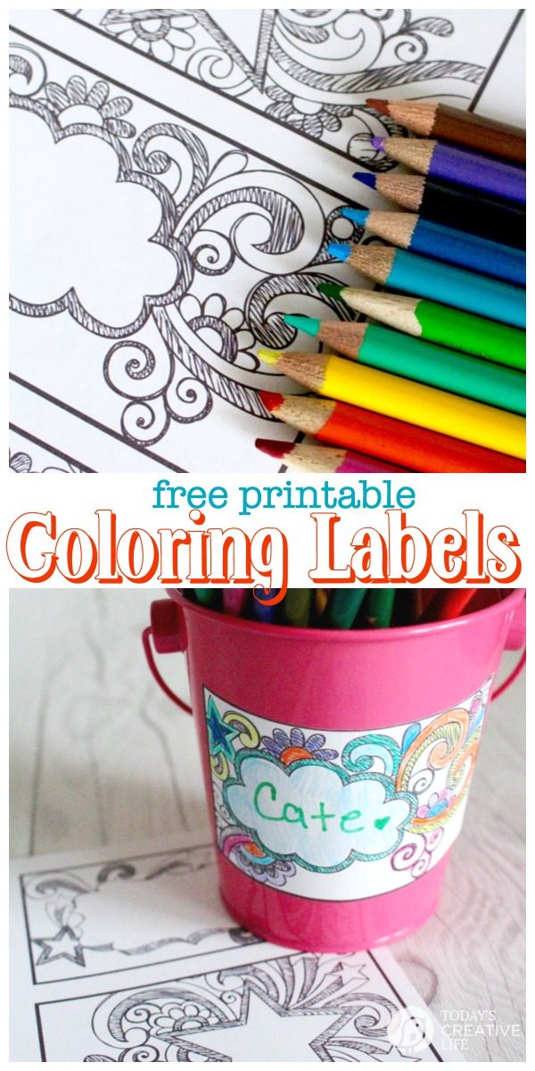 Printable Kids' Coloring Labels by UrbanBlissLife for Today's Creative Life. Free printable coloring pages full of fun labels! Click the photo for your free download. 