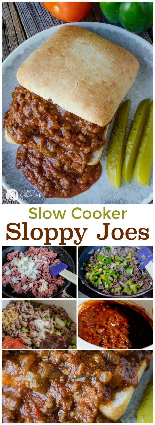 Slow Cooker Sloppy Joes photo collage