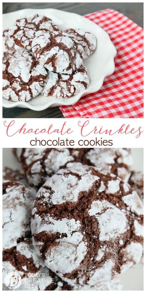 Chocolate Crinkle Cookies | This cookie recipe is great year round, but makes a perfect Christmas cookie! Click for the recipe on Today's Creative Life.