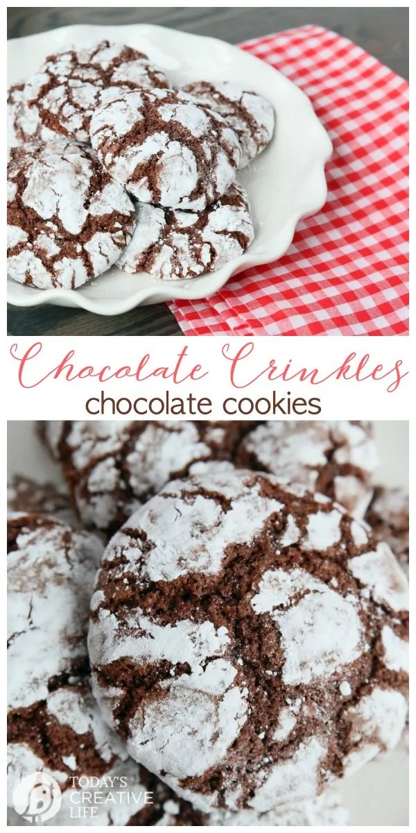 Chocolate Crinkle Cookies | This cookie recipe is great year round, but makes a perfect Christmas cookie! Click for the recipe on Today's Creative Life.