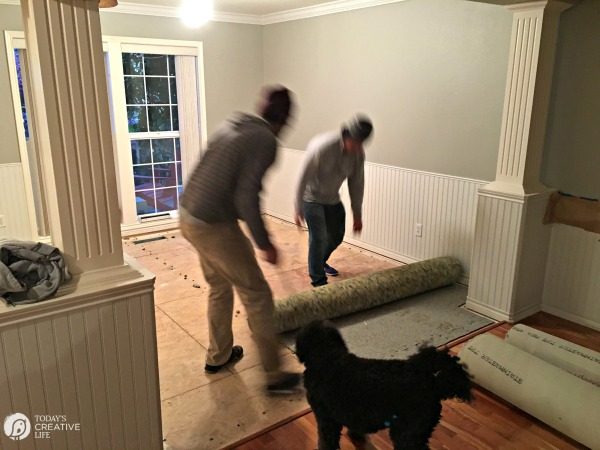 Bona contractors installing hardwood flooring