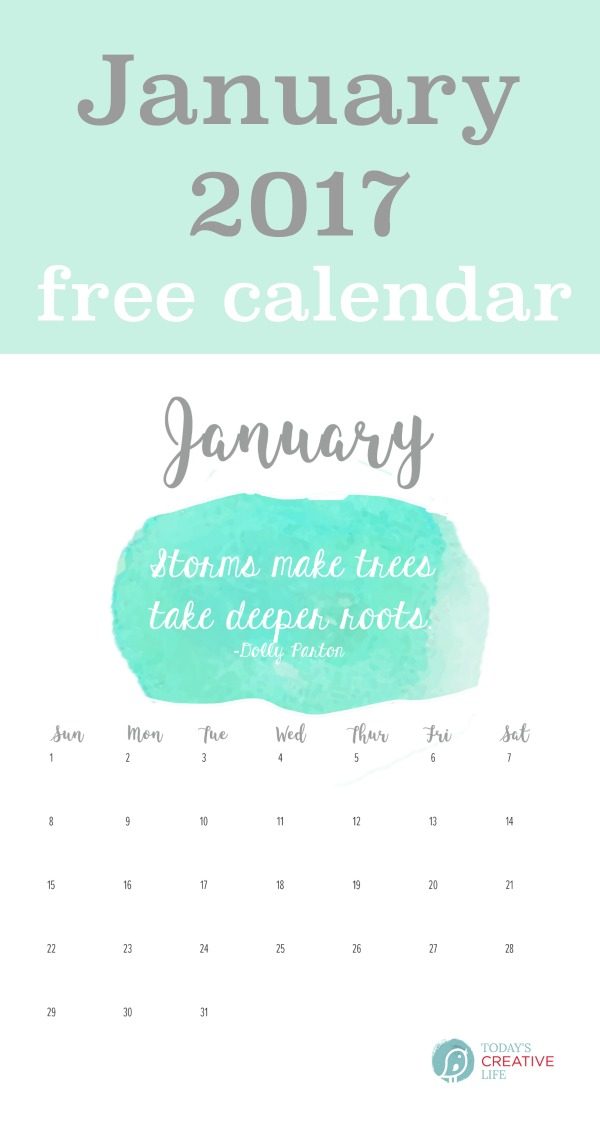 January 2017 Free Printable Calendar | Download your free monthly printable calendar. Today's Creative Life