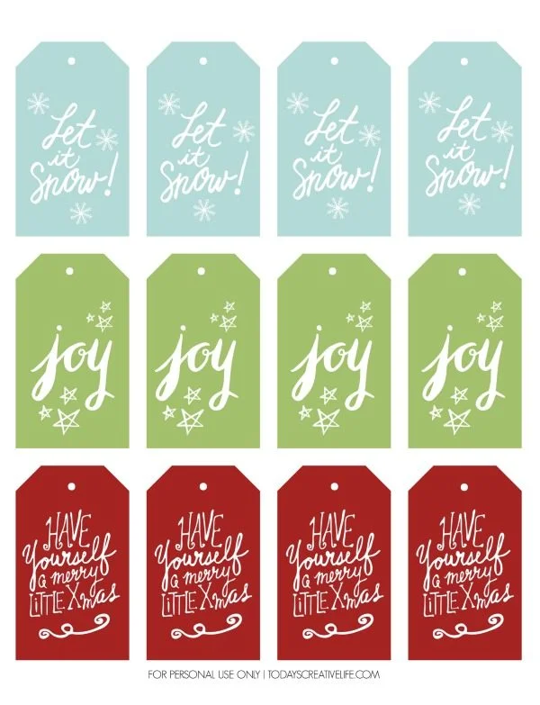 Free Holiday Gift Tags | Free Printable holiday tags for easy gift wrapping. I've got SO many free printable gift tags! Choose your style! TodaysCreativeLife.com