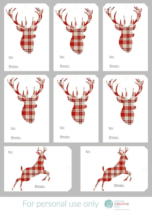 Free Christmas Tags | Free Printable Holiday Gift Tags. Plaid deer, silhouette deer and more! Get yours on TodaysCreativeLife.com 