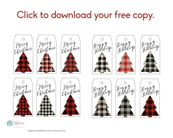 Buffalo Check Holiday Tags | Free printable Christmas gift tags are great for easy wrapping. They make any package perfect! Grab yours on TodaysCreativeLife.com