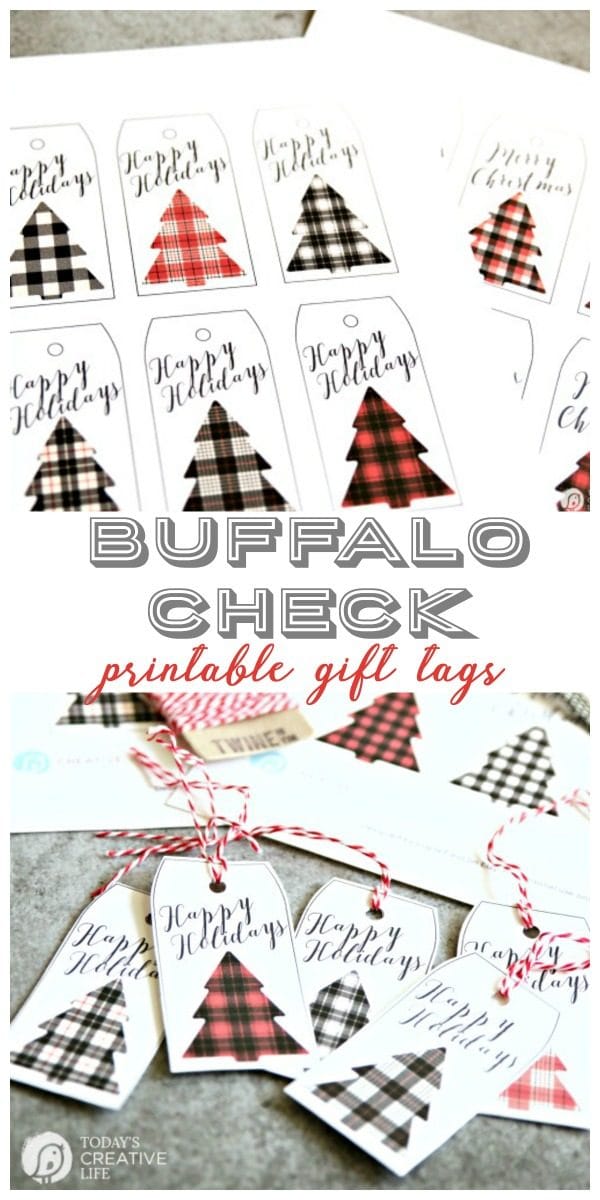 Buffalo Check Holiday Tags | Free printable Christmas gift tags are great for easy wrapping. They make any package perfect! Grab yours on TodaysCreativeLife.com