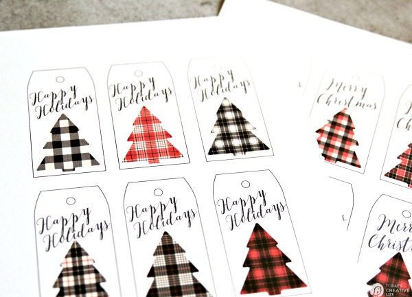 Buffalo Check Holiday Tags | Free printable Christmas gift tags are great for easy wrapping. They make any package perfect! Grab yours on TodaysCreativeLife.com