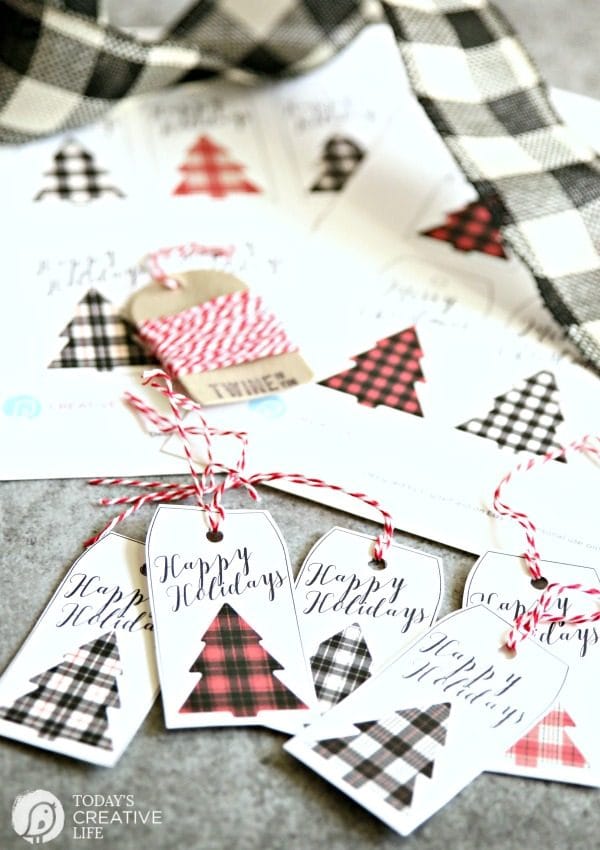 Buffalo Check Holiday Tags | Free printable Christmas gift tags are great for easy wrapping. They make any package perfect! Grab yours on TodaysCreativeLife.com