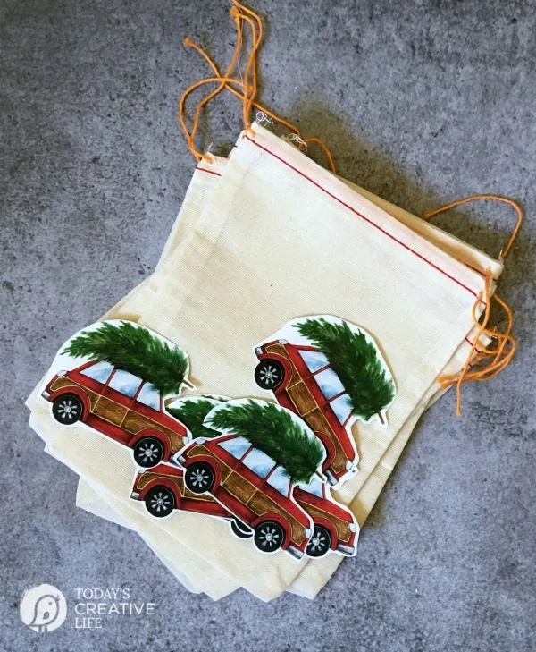 DIY Christmas Gifts | Quick and easy holiday gift ideas with iron on transfer paper. I'm a sucker for this red car with a Christmas tree digital image. Grab your free download at Today's Creative Life.