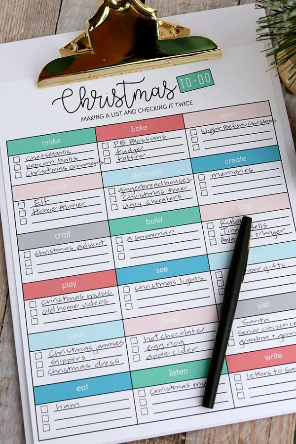 Printable Holiday To Do List 