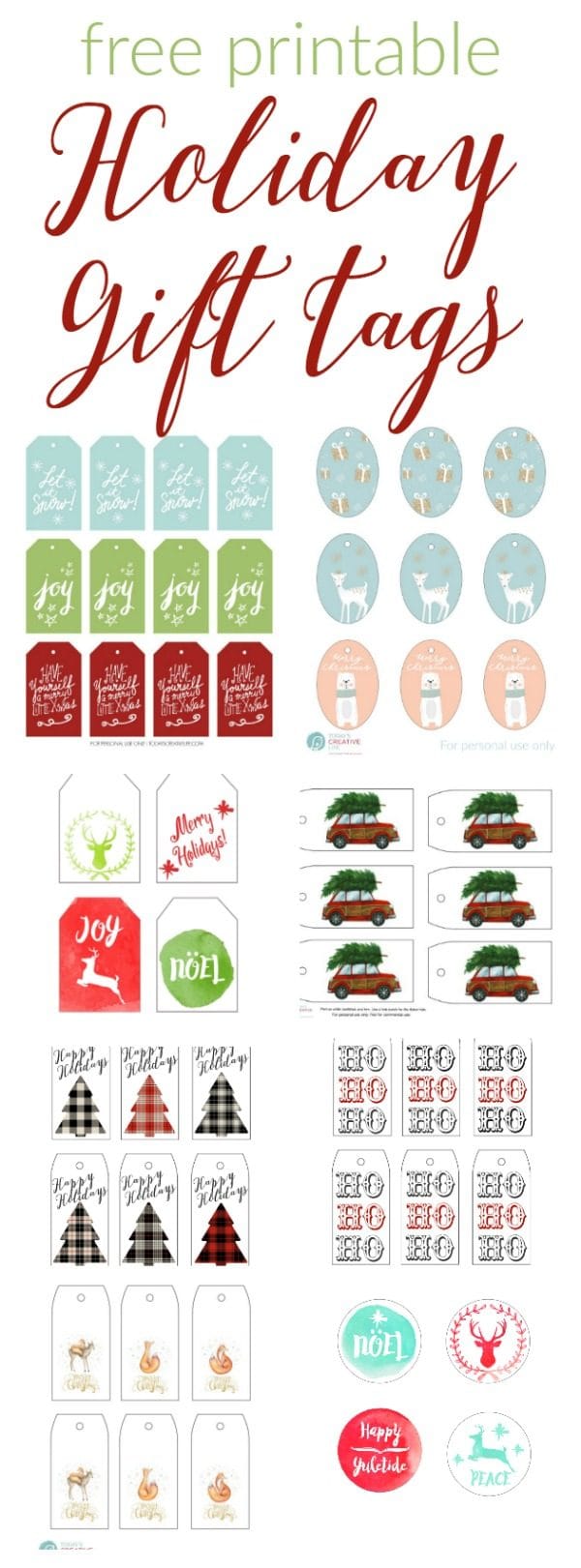 Free Holiday Gift Tags | Free Printable holiday tags for easy gift wrapping. I've got SO many free printable gift tags! Choose your style! TodaysCreativeLife.com