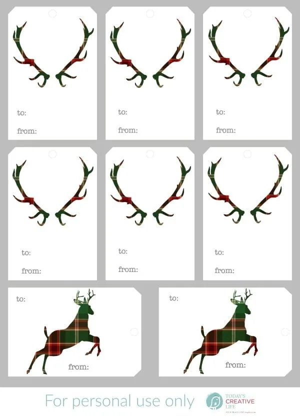 Free Christmas Tags | Free Printable Holiday Gift Tags. Plaid deer, silhouette deer and more! Get yours on TodaysCreativeLife.com 