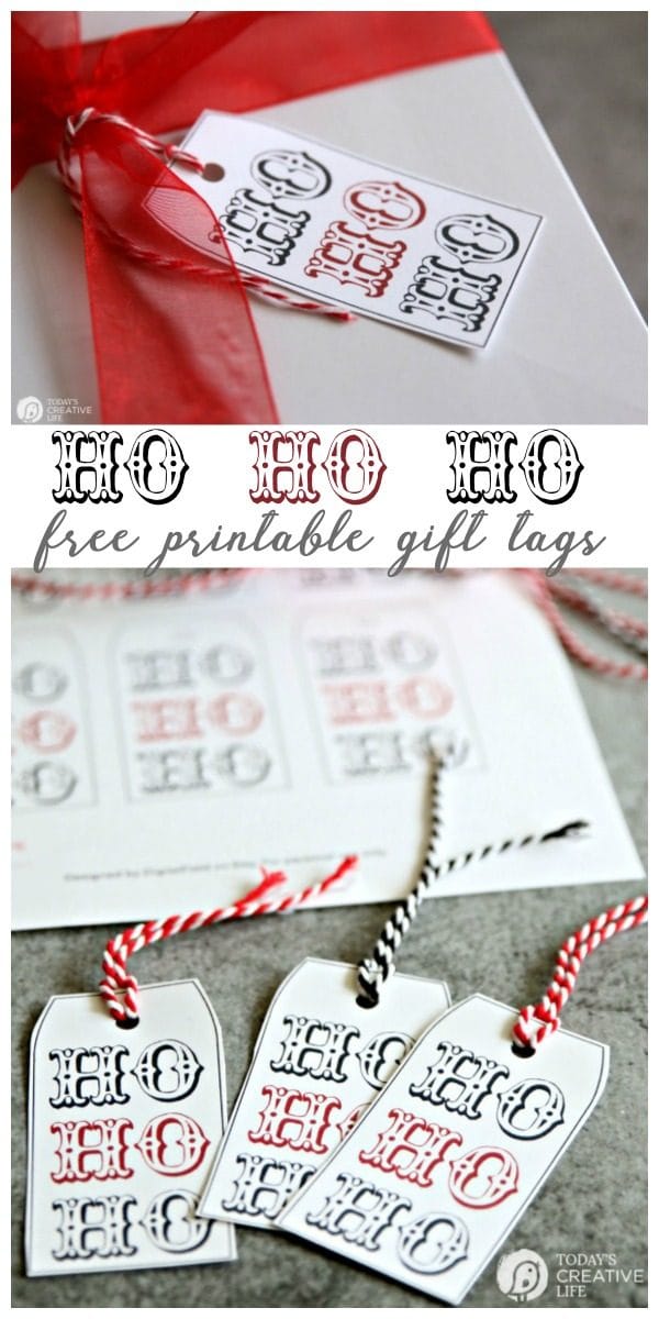 HO HO HO Holiday Gift Tags | Free Printable Christmas holiday gift tags for easy and creative wrapping ideas for you from Today's Creative Life. 