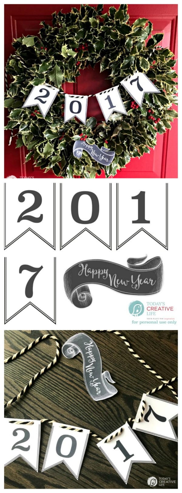 Xmas porch Happy New Year 2017 Printable Banner - Today's Creative Life