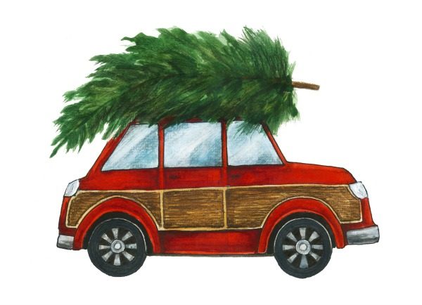 Christmas digital image - Red Car Christmas Tree - Download from TodaysCreativeLife.com