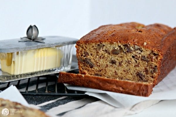 loaf of banana bread with nuts