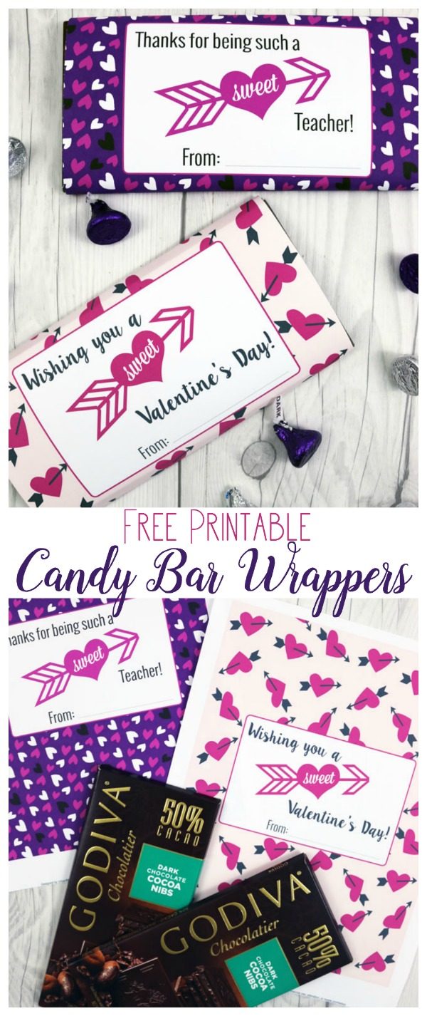 Valentines Candy Bar Wrappers | Download your Free printable Valentine idea for Valentine's Day. There's even one for the classroom teacher. Designed by UrbanBlissLife for Today's Creative Life.