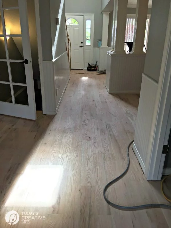 Eco-Friendly finish on hardwood floors, before staining