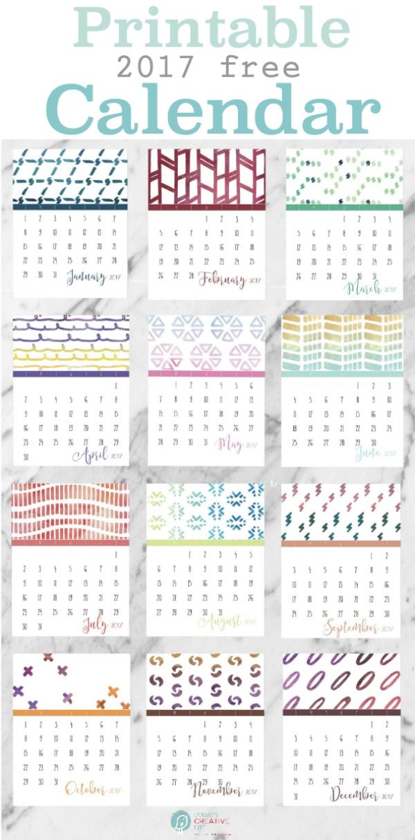 Free Printable Calendar 2017 | download this colorful graphic free printable 2017 calendar from TodaysCreativeLife.com