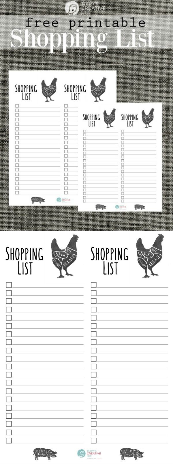 Grocery List Free Printable | This modern farmhouse printable shopping list looks as stylish as it is functional! Grab your free grocery list template on TodaysCreativeLife.com Just click the photo. 