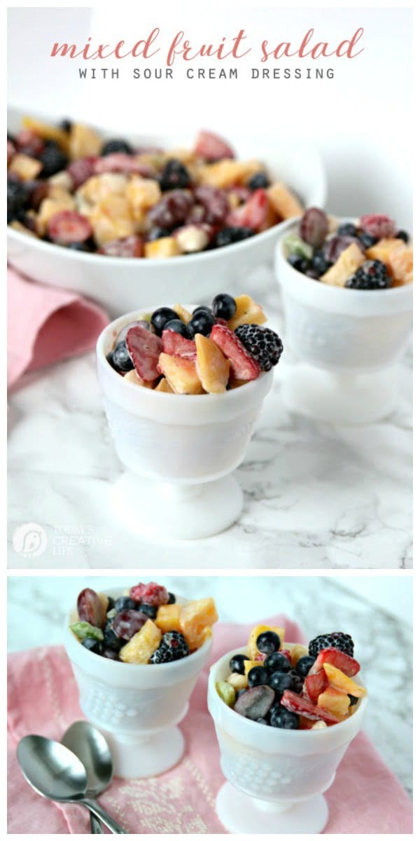 Fruit Salad Recipe | Enjoy this mixed fruit recipe with sour cream fruit salad dressing. 