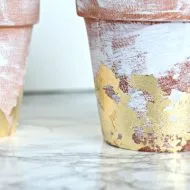 DIY Distressed Gold Leaf Terracotta Pots