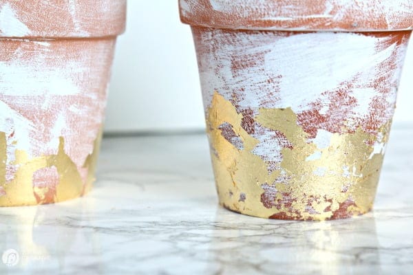 DIY Distressed Gold Leaf Terracotta Pots