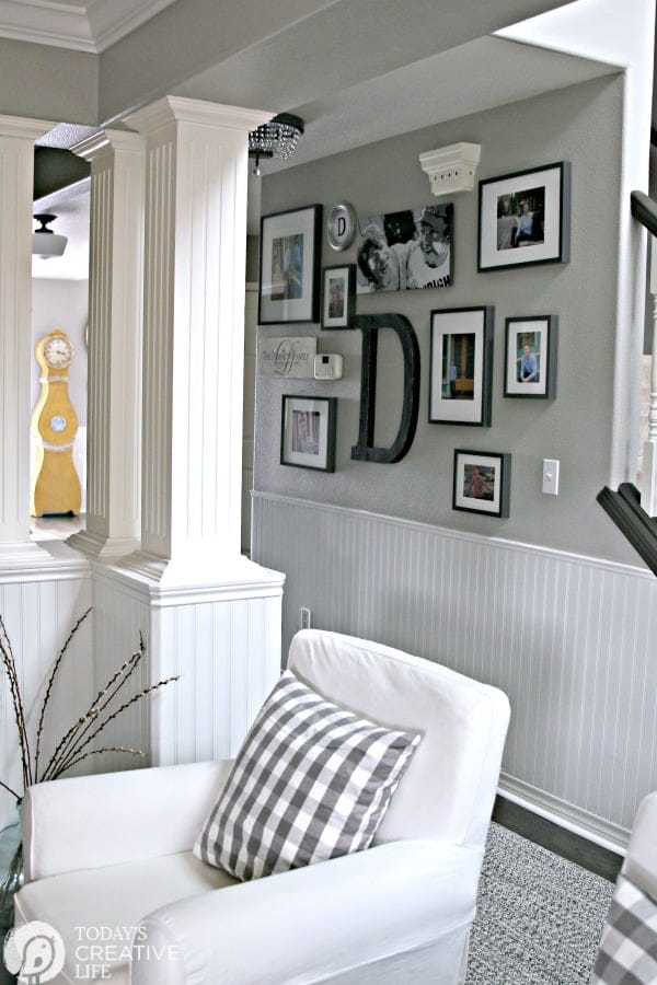 beautiful family room with white furniture