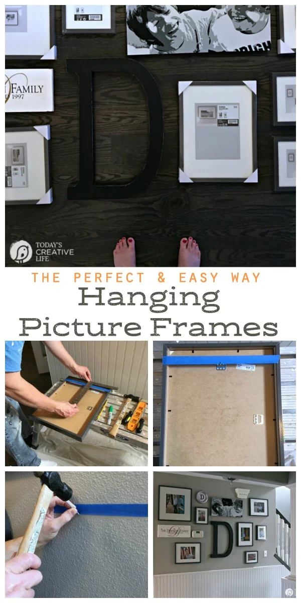 photo collage showing how to hang a picture the easy way