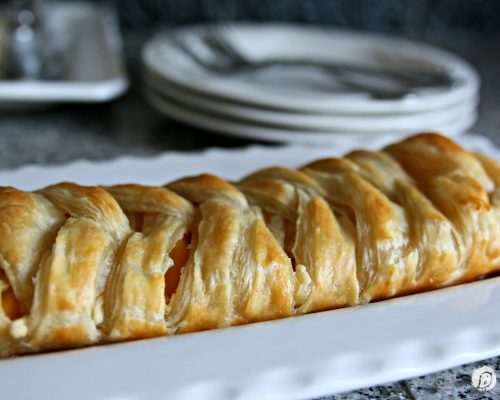 Puff Pastry Braid filled with fresh peaches