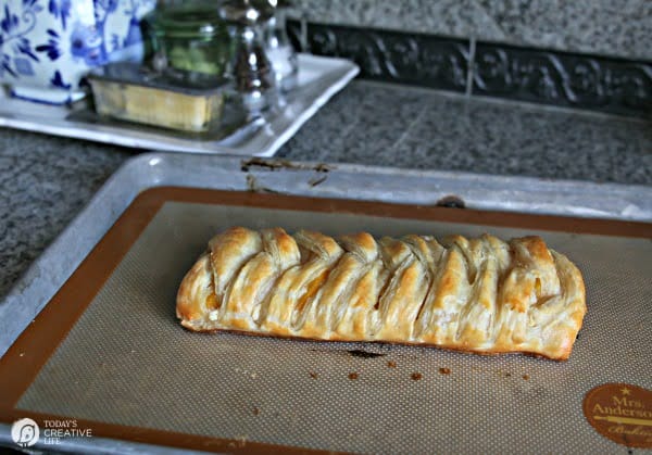 golden brown puff pastry braid dessert