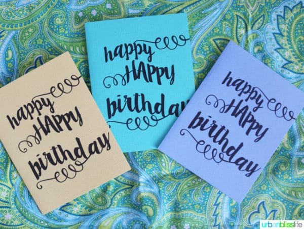 Printable Birthday Cards with swirly cursive font